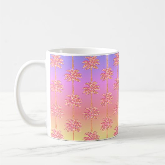Tropical Sunset Island Meisje Roze Palmboom Mok (Links)