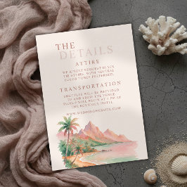Tropical Sunset Island Watercolor Wedding Details Informatiekaartje