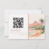 Tropical Sunset Island Watercolor Wedding QR RSVP Kaartje (Achterkant)