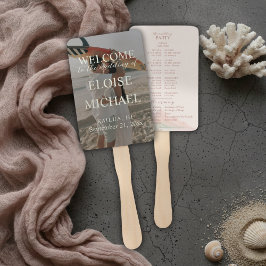 Tropical Sunset Island Wedding Photo Program Fan Handwaaier