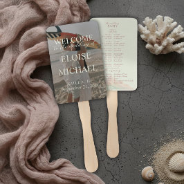 Tropical Sunset Island Wedding Photo Program Fan Handwaaier