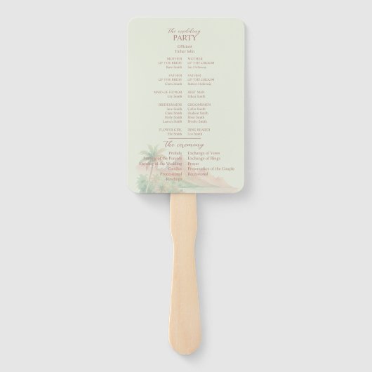 Tropical Sunset Island Wedding Photo Program Fan Handwaaier (Achterkant)
