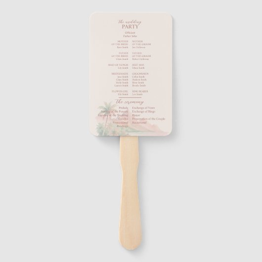 Tropical Sunset Island Wedding Photo Program Fan Handwaaier (Achterkant)