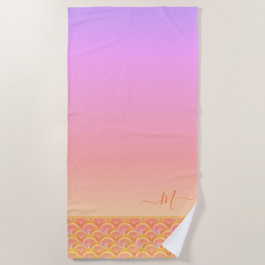 Tropical Sunset Ombre Seashell Shell Elegant Strandlaken (Voorkant)