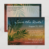 Tropical Sunset Palm Fronds Beach Save the Date Aankondigingskaart (Voorkant / Achterkant)