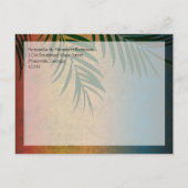 Tropical Sunset Palm Fronds Beach Save the Date Aankondigingskaart (Achterkant)