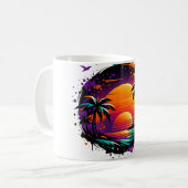 Tropical Sunset Palm Mug – Colorful Beach Vibes Co Koffiemok (Voorkant links)