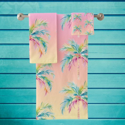 Tropical Sunset Palm Tree  Bad Handdoek