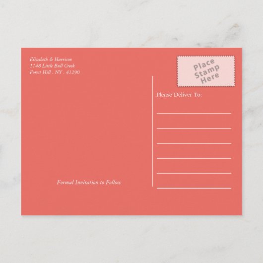 Tropical Sunset Palm Tree Beach De datum opslaan Aankondigingskaart (Achterkant)