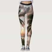 Tropical Sunset Palm Trees Caribbean USVI Leggings (Voorkant)