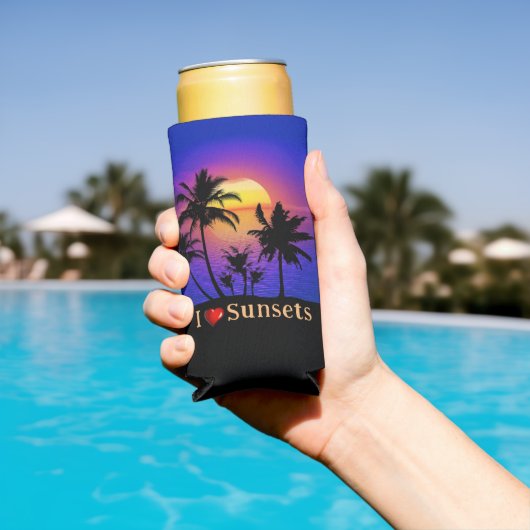 Tropical Sunset Palm Trees Seltzer Blikjeskoeler (Insitu Zwembad)