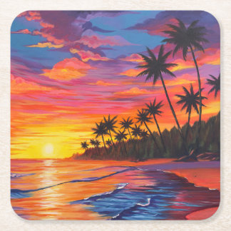 Tropical Sunset Paper Beverage Coaster Kartonnen Onderzetters