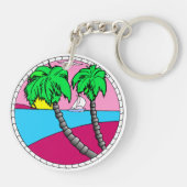 Tropical Sunset Paradise Acrylic Keychain (Achterkant)