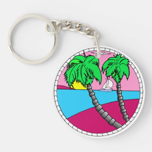 Tropical Sunset Paradise Acrylic Keychain (Voorkant)