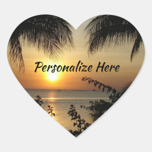 Tropical Sunset Paradise Square Sticker