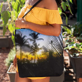 Tropical Sunset Print Canvas tas