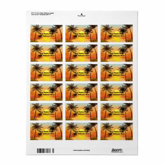 Tropical Sunset Return Address Label (Full Sheet)