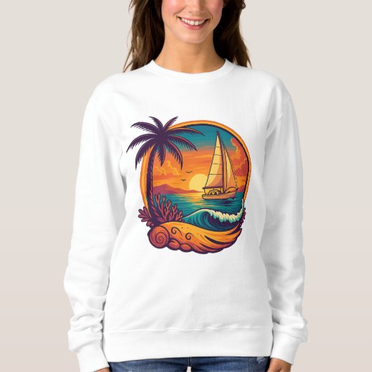 Tropical Sunset Sailing Adventure Women's Sweatshi Trui (Voorkant)