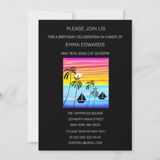 Tropical Sunset Sailing Birthday Kaart (Voorkant)