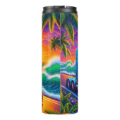 Tropical Sunset Semi Truck Ocean Thermosbeker (Achterkant)