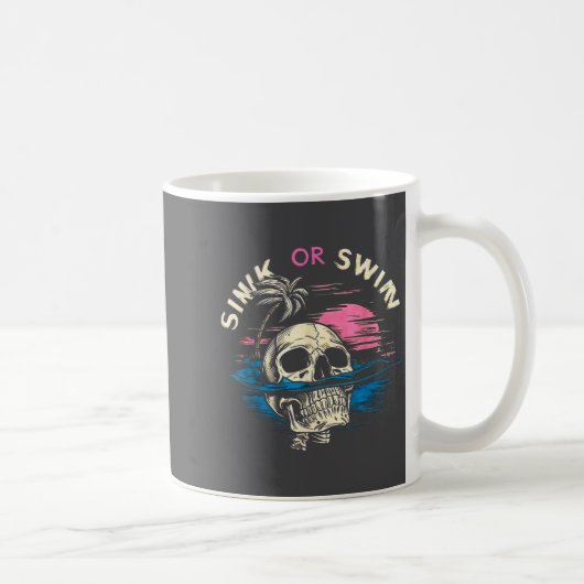 Tropical Sunset Skull Sink Ocean Swim Laugh Koffiemok (Rechts)
