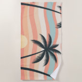 Tropical Sunset Stripes – Sunset Palms Towel Strandlaken (Voorkant)