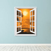 Tropical Sunset Uitzicht Kunstmatig Venster Canvas Afdruk (Insitu (Houten vloer))