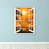 Tropical Sunset Uitzicht Kunstmatig Venster Canvas Afdruk (Insitu (Houten vloer))