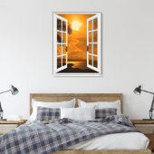Tropical Sunset Uitzicht Kunstmatig Venster Canvas Afdruk (Insitu (Slaapkamer))