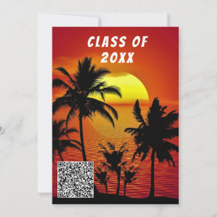 Tropical Sunset Uw QR Code Afstuderen Uitnodiging
