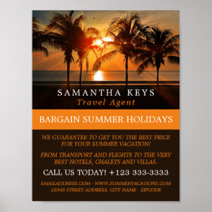 Tropical Sunset Vakantie, Reisbureau Adverteren Poster