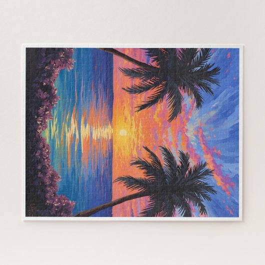 Tropical Sunset – Vibrant Ocean Puzzle Legpuzzel (Horizontaal)