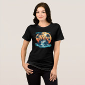 Tropical Sunset Waterfall Graphic T-Shirt (Voorkant volledig)