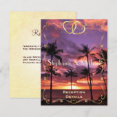 Tropical Sunset Weddenschappen Reception Card Informatiekaartje (Voorkant / Achterkant)