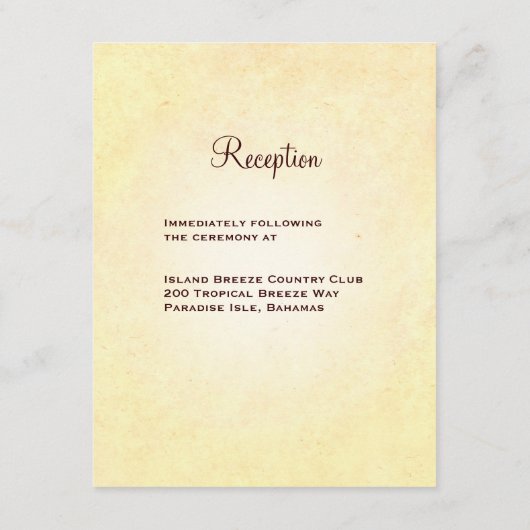 Tropical Sunset Weddenschappen Reception Card Informatiekaartje (Achterkant)