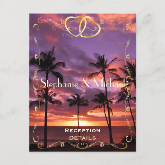 Tropical Sunset Weddenschappen Reception Card Informatiekaartje (Voorkant)