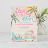Tropical Surf Birthday Invitation Kaart (Staand voorkant)