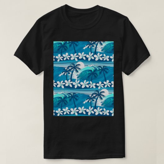 Tropical surf wave with palm trees Graphic T-shirt (Design voorkant)