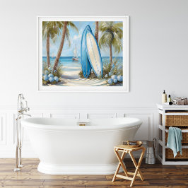 Tropical Surfboard Coastal Wall Art Print
