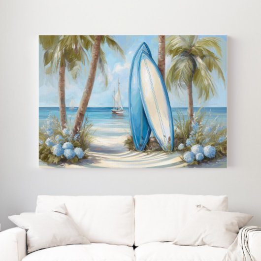 Tropical Surfboard Coastal Wall Art Print