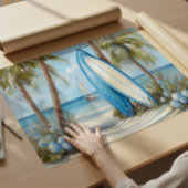 Tropical Surfboard Coastal Wall Art Print