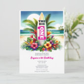 Tropical Surfboard The Big ONE 1e Verjaardagsfeest Kaart (Staand voorkant)