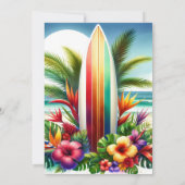 Tropical Surfboard The Big ONE 1e Verjaardagsfeest Kaart (Achterkant)