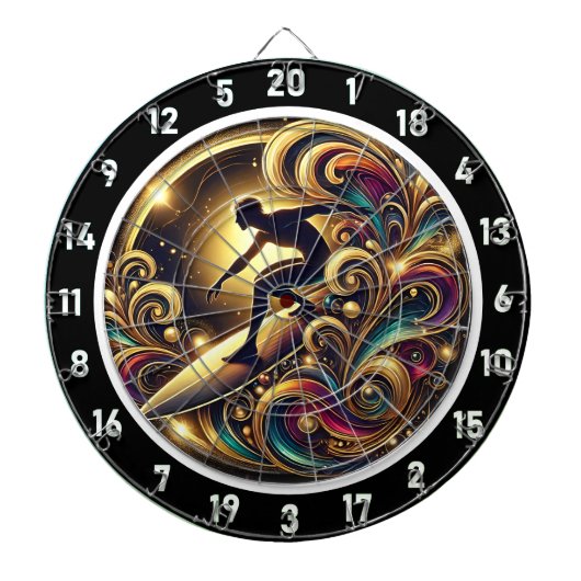 Tropical Surfer Abstract Energiestuk Dartbord (Voorkant)