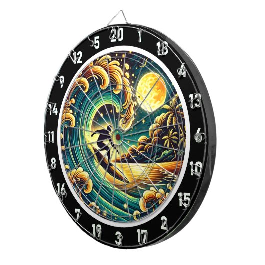 Tropical Surfer Energy Room Art Dartbord (Voorkant Rechts)