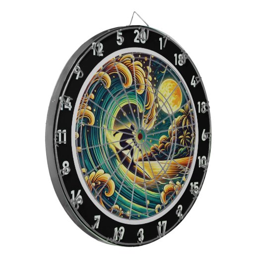 Tropical Surfer Energy Room Art Dartbord (Voorkant Links)