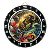 Tropical Surfer Sunset Wave Canvas Dartbord (Voorkant)