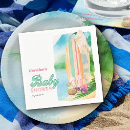 Tropical Surfing Beach Zomer Baby shower Servet