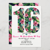 Tropical Sweet 16 16e verjaardag Uitnodiging (Voorkant / Achterkant)