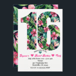 Tropical Sweet 16 16e verjaardag Uitnodiging<br><div class="desc">Tropical Sweet 16 16th Birthday Party Uitnodigingen. Aanpassen voor elk evenement.</div>